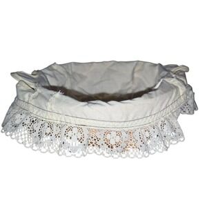 Longaberger Muslin & Lace Fabric Liner Magazine ( 2 Handles) Basket Not Included